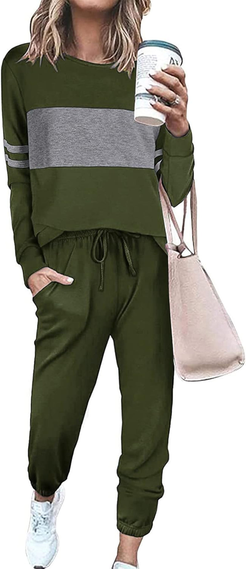 Womens 2 Piece Sets 2026 Long Sleeve Tops High Waisted Sweatpants Lounge Set Fall Fashion Travel Outfits