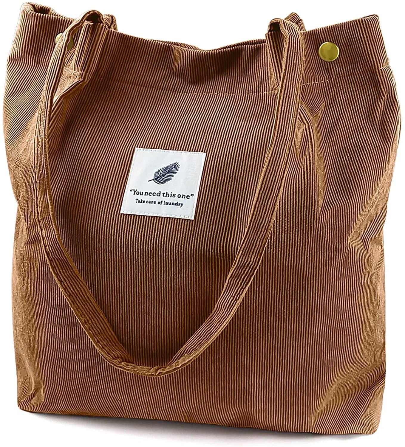 Corduroy Tote Bag Large for Women Girl Lady Canvas Shoulder Cord Purse and Handbags with Inner Pocket
